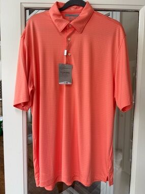 NWT Men’s XL GREG  Norman ML 75 microfiber Collection Coral Short Sleeve Polo.
